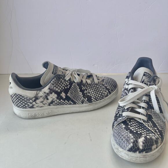 ADIDAS Orignals Stan Smith Snakeskin Lace Up Mens Sneakers Sz 5.5 Black White - Picture 11 of 11